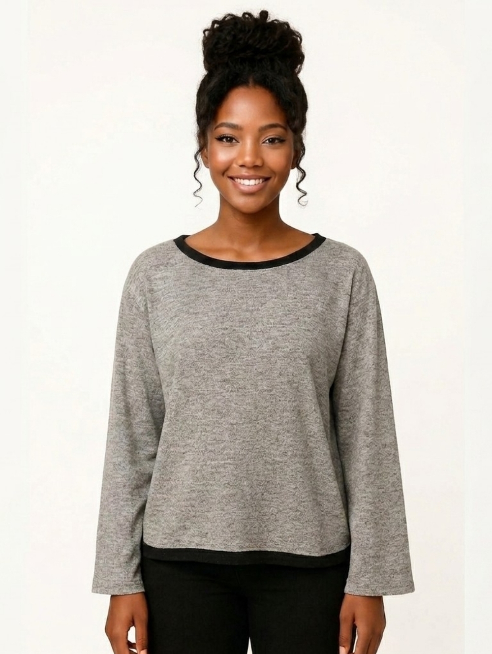 Wooly Bully Wear Grey Black Crew Neck Sweater - XL